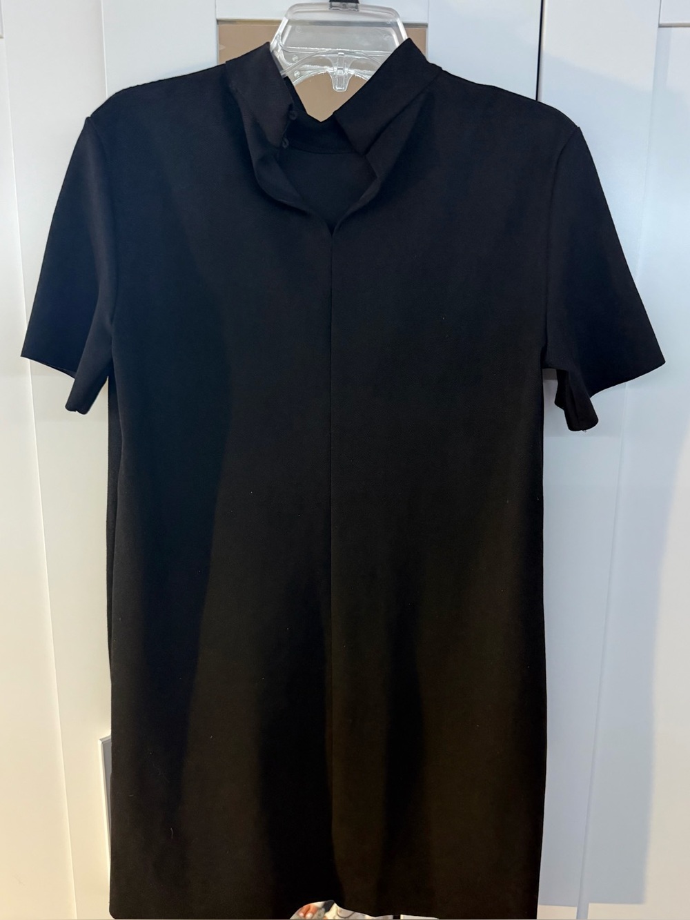 Zara Faux Suede Mock Neck Shift Dress with Gold Button Accents